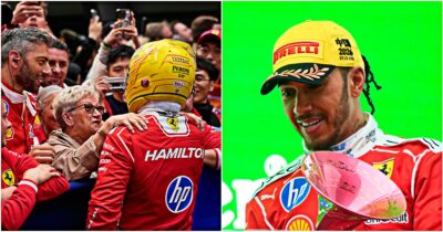 Copertina di Hamilton chiude terzo il Gp di Cina: è il primo podio in Ferrari. Poi festeggia nel team radio: “Forza, un lavoro fantastico”