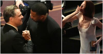 Copertina di Gli Oscar 2026 dietro le quinte: brindisi, corse al bar e piccoli incidenti alle star (vedi Emma Stone)