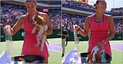 Copertina di Sabalenka trionfa a Indian Wells e sorprende tutti: il cucciolo finisce nel bidone del ghiaccio dopo la finale