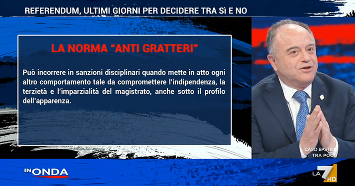 Gratteri a La7: “Non mi hanno fermato le intercettazioni su come ammazzare me e i miei figli, figuriamoci la norma di FI contro i pm in tv” Gratteri a La7: “Non mi hanno fermato le intercettazioni su come ammazzare me e i miei figli, figuriamoci la norma di FI contro i pm in tv”