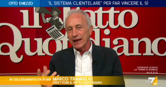 Copertina di Referendum, Travaglio a La7: “Dal fronte del Sì incredibile cumulo di balle. Ci hanno trattato come bestie e deficienti”