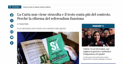 Copertina di Dice Polito che la riforma Nordio giova al Paese. E in cosa mi chiedo?