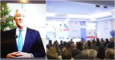 Copertina di “Spegnete il video, è una mancanza di stile”: Tajani fa campagna per il sì e il sindacato Snals lo interrompe (tra gli applausi)