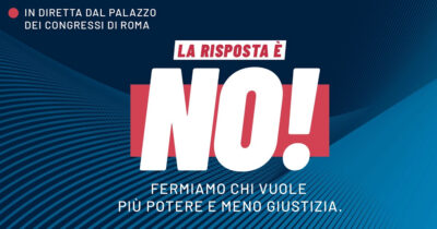 Copertina di “La risposta è No”: la diretta dell’evento conclusivo del M5s per il referendum con Conte e Travaglio