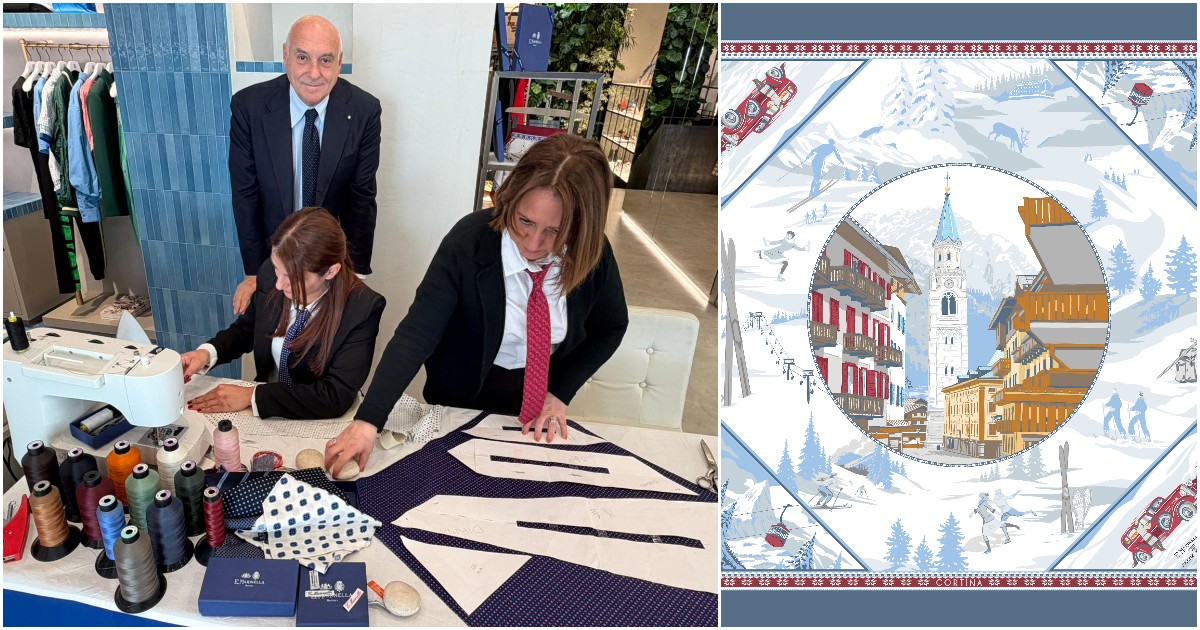 Un filo di seta tra Napoli e le Dolomiti: Marinella porta le sue sarte a Cortina e cuce dal vivo l’eleganza senza tempo della WinteRace 2026