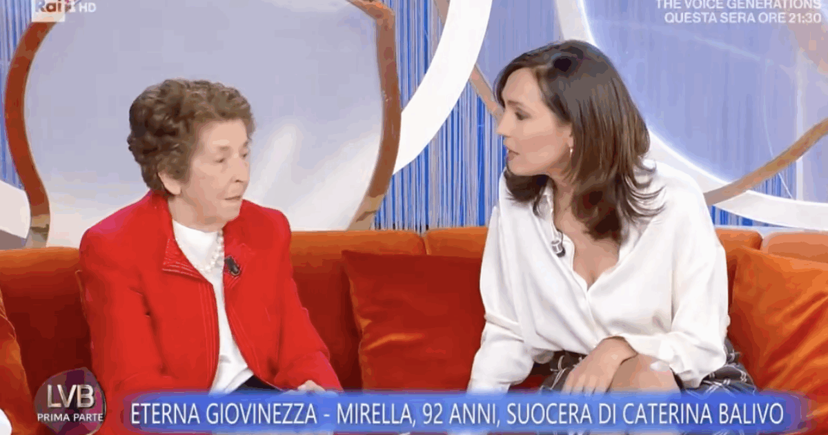 “Il segreto dei miei 92 anni? Mangio tutto il giorno, se no dimagrisco. Faccio poca attività fisica perché non mi va, ma tutte le mattine vado al mercato a piedi”: parla Mirella, suocera di Caterina Balivo