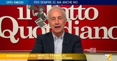 Copertina di Referendum, Travaglio a La7: “I delinquenti potenti si rassegnino. Per il momento, la legge rimane uguale per tutti”
