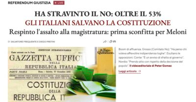 Copertina di “Evviva i partigiani della Costituzione”, “l’Italia migliore”, “ringrazio il Fatto”: la gioia dei lettori per il No al referendum