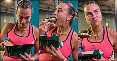 Copertina di “È dannatamente buono”: Sabalenka mangia il Golden Glizzy, un hot dog da 100 dollari. Ecco gli ingredienti | Video