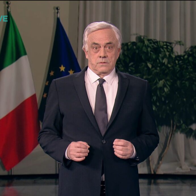 Crozza-Tajani e la paura di “rompere” con Marina Berlusconi: “Forse la battaglia del papà agli italiani non interessa…”