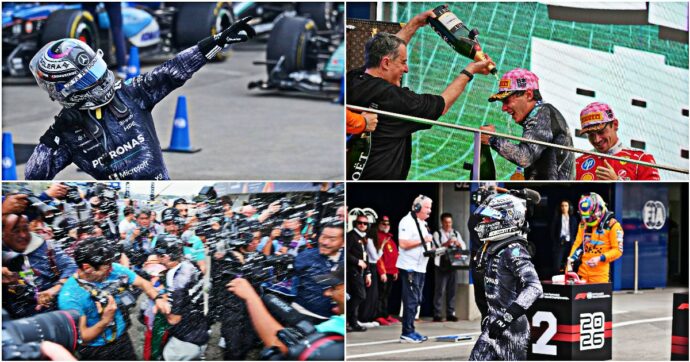 La festa di Antonelli: vince, esulta alla Bolt e poi scappa nel box Ferrari. E sul podio è l’unico senza champagne