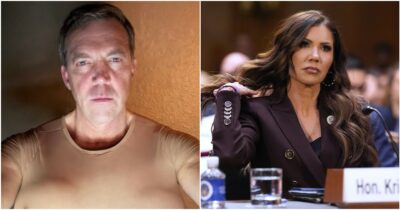 Copertina di La “Bimbofication“ poteva mettere a rischio la sicurezza Usa: il marito di Kristi Noem beccato online con indosso top creati per simulare enormi seni. Trump: “E’ molto brutto”