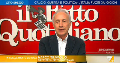 Copertina di Travaglio a La7: “Nel calcio italiano più si perde e più si fa carriera. Come in politica, abbiamo disimparato la trombatura”