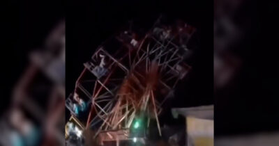 Copertina di Ruota panoramica cede improvvisamente con decine di persone a bordo: ripreso il momento del crollo