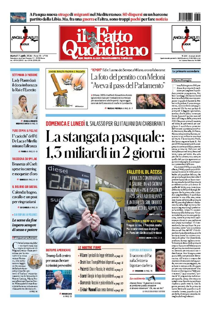 Copertina de Il Fatto Quotidiano di Mar 7 Aprile 2026