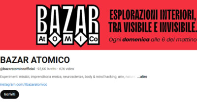 Copertina di Così Davide Francesco Sada del podcast ‘Il bazar atomico’ sbarca a teatro con ‘La felicità fa i soldi’
