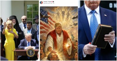 Copertina di Trump, il nuovo ‘eresiarca’. Non gli bastano le religioni esistenti: il divino è lui