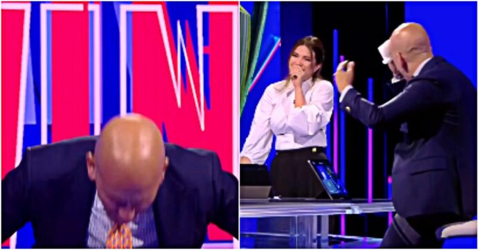 Di Canio impazzisce in diretta su Sky e prende il tavolo a testate: “Mi stai provocando?”. E poi: “Me so fatto male davvero”