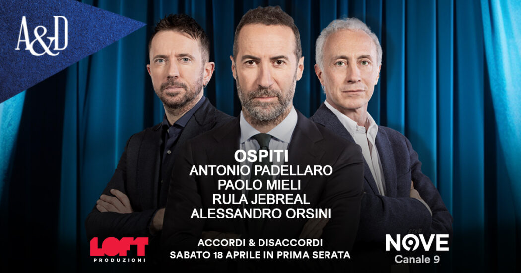Padellaro, Jebreal, Orsini e Mieli ospiti di Sommi ad Accordi&Disaccordi sabato 18 aprile. Con Travaglio e Scanzi