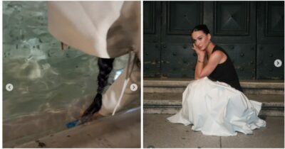 Copertina di Non ha monete, Katy Perry “striscia” la carta di credito nella Fontana di Trevi: il video è virale