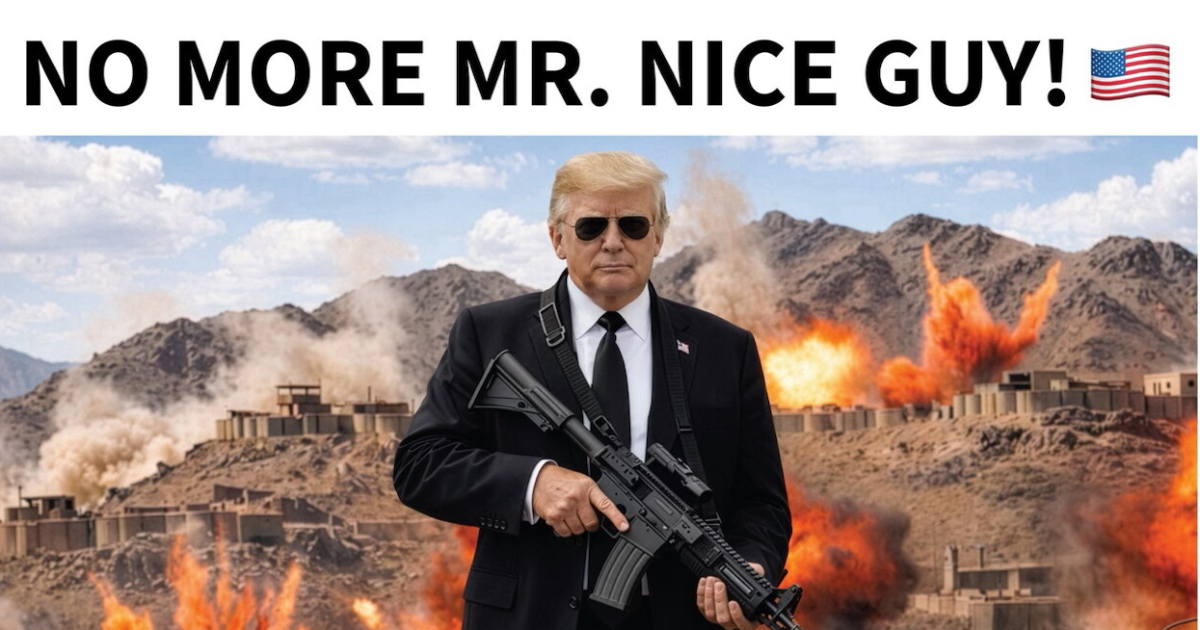 Iran, Trump posta una foto in cui imbraccia un mitra: “Teheran si dia una regolata”