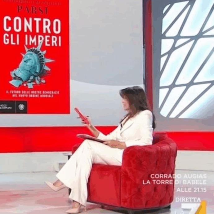 “Saluto Vittorio Emanuele Parsi, una mia vecchia conoscenza dirò così”: Tiziana Panella intervista il marito a Tagadà