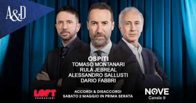 Copertina di Jebreal, Castellina, Montanari, Fabbri e Sallusti ospiti di Luca Sommi sabato 2 maggio. Con Travaglio e Scanzi