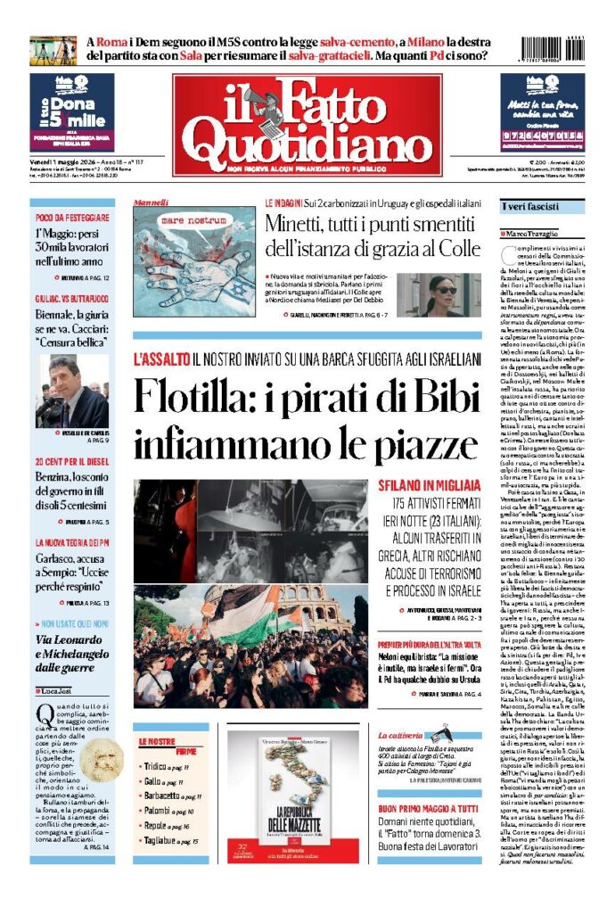 Copertina de Il Fatto Quotidiano di venerdì 1 Maggio 2026