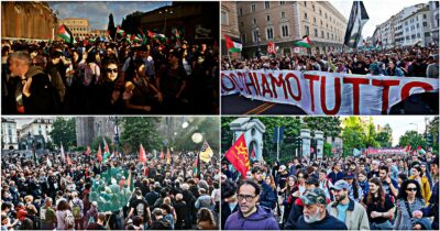 Copertina di Cortei e piazze piene in tutta Italia. Le foto: "Blocchiamo tutto". Video: Milano - Roma - Bologna. Israele ha arrestato 175 attivisti, tra cui 23 italiani. Meloni: "Tel Aviv li liberi subito"