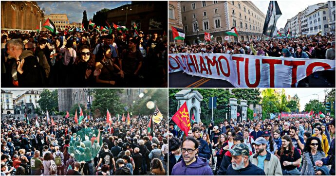 Flotilla, manifestazioni e piazze piene in tutta Italia. Da Roma a Milano, da Firenze a Torino: le foto e gli slogan dei cortei