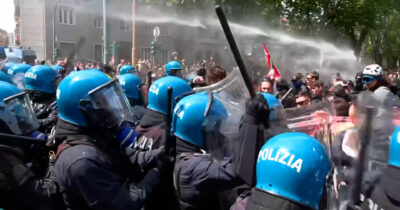 Copertina di Gli autonomi si staccano dal corteo di Torino, scontri con la polizia davanti all’ex centro sociale Askatasuna