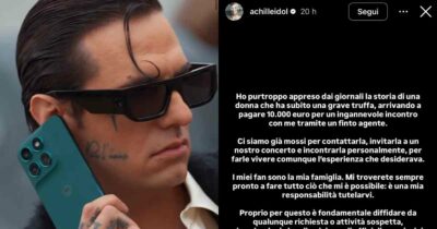 Copertina di Truffata per 10.000 euro per un incontro con Achille Lauro, lui interviene: “Ci siamo già mossi per incontrarla, è una mia responsabilità tutelare i fan”