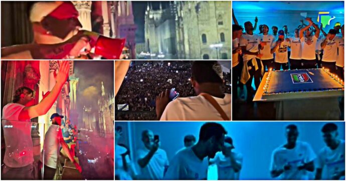 La festa privata, la torta nerazzurra, poi i cori di Lautaro e Dimarco in Duomo: la folle notte dei calciatori dell’Inter