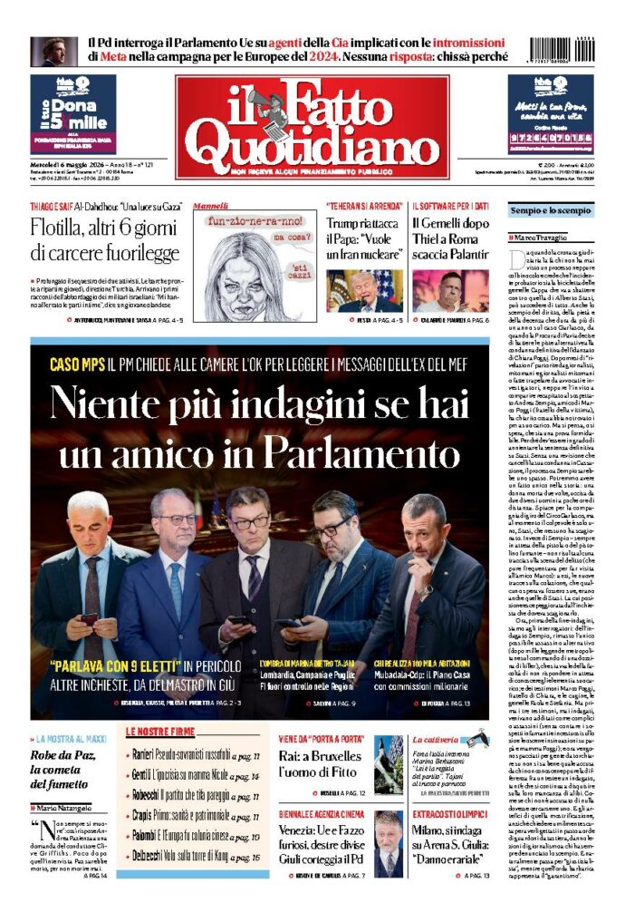 Copertina de Il Fatto Quotidiano di Mer 6 Maggio 2026