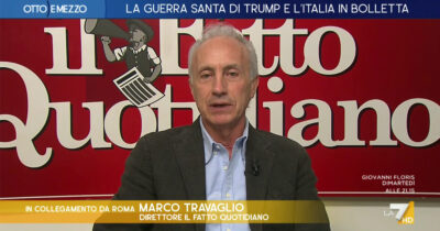 Copertina di Travaglio a La7: “I grandi successi di Meloni sono catastrofi travestite, il suo governo non sa da che parte girarsi per trovare qualche soldo”