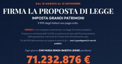 Copertina di Depositata la proposta di legge di iniziativa popolare 1%Equo per un’imposta sui grandi patrimoni sopra i 2 milioni di euro