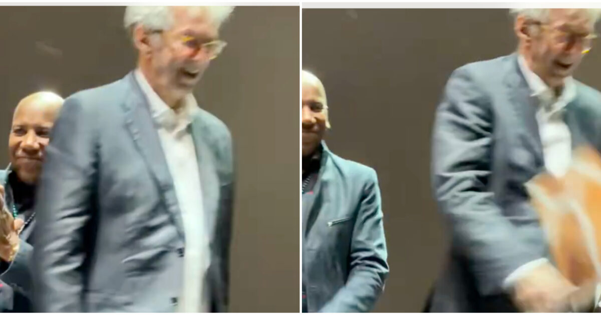 Eric Clapton è stato colpito da un vinile lanciato dal pubblico, interrotto il concerto a Madrid – IL VIDEO