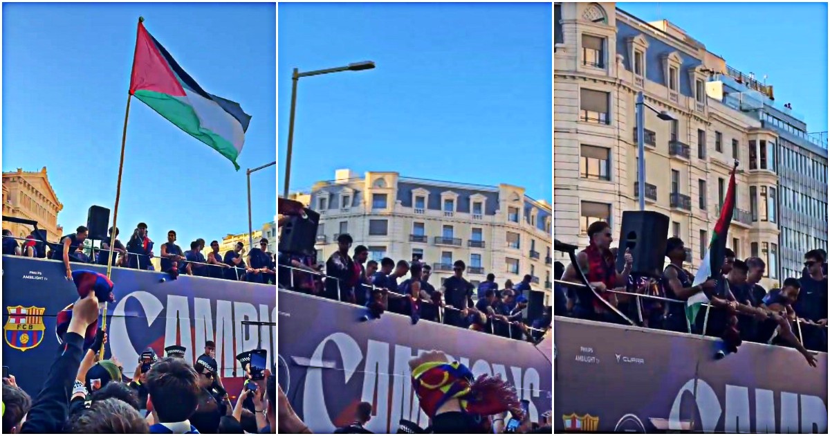 yamal prende una bandiera palestinese da un tifoso e la sventola sul bus scoperto il gesto durante i festeggiamenti del barcellona da Ilfattoquotidiano.it yamal prende una bandiera palestinese da un tifoso e la sventola sul bus scoperto il gesto durante i festeggiamenti del barcellona