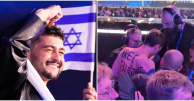 Copertina di Eurovision 2026, proteste contro Israele fuori dall’Arena e dentro: un proPal sotto il palco viene bloccato dalla sicurezza dopo l’esibizione di Noam Bettan
