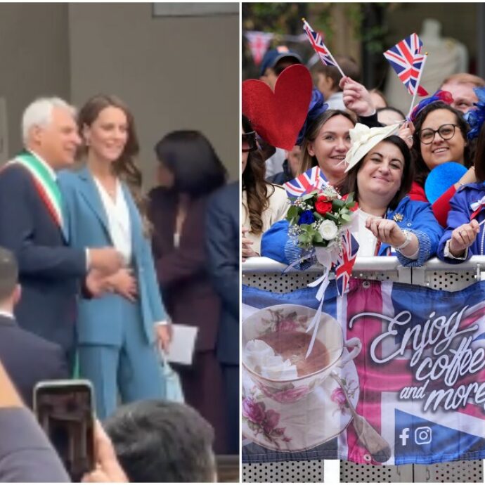 Kate Middleton a Reggio Emilia, le immagini dell’arrivo: il saluto alla folla festante, poi l’abbraccio con una ragazza disabile – VIDEO