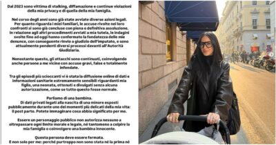 Copertina di Giulia De Lellis denuncia: “Da anni sono vittima di stalking e diffamazione, hanno diffuso i dati medici di mia figlia neonata. Questa persona va fermata”