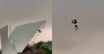 Copertina di Si scatena una tempesta improvvisa, uomo vola via spinto dai venti insieme alla struttura che stava montando per riparare un matrimonio dalla pioggia – VIDEO