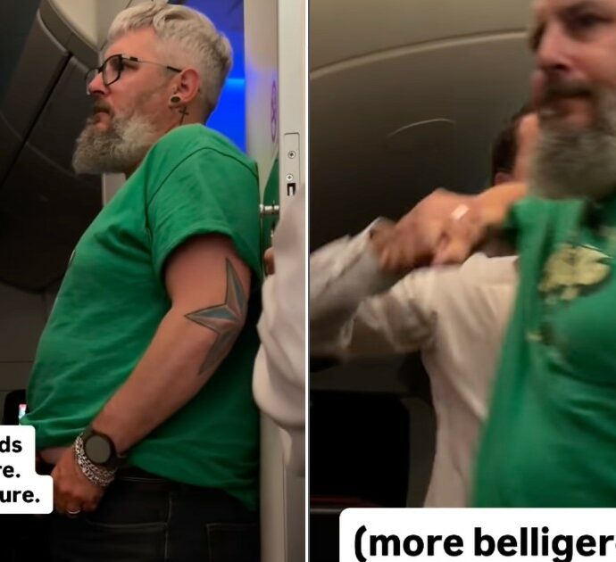 “Voglio uscire a fumare una sigaretta”: passeggero ubriaco aggredisce e morde un assistente di volo, aereo dirottato – VIDEO