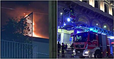 Copertina di Inter, scoppia un incendio in Piazza Duomo: i vigili del fuoco intervengo su una terrazza | Video