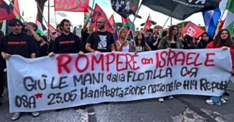Copertina di Flotilla, il corteo a Roma dopo i nuovi abbordaggi di Israele: “Governo Meloni e Ue silenti e complici”