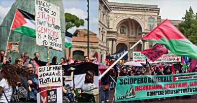 Copertina di Flotilla, manifestazioni in diverse città d’Italia. Da Roma a Milano, da Bologna a Firenze: le foto e gli slogan