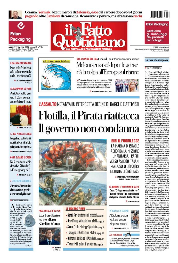Copertina de Il Fatto Quotidiano di martedì 19 Maggio 2026