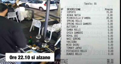 Copertina di Coppia scappa senza pagare il conto dopo la cena di sushi a Napoli: l’appello del ristorante per identificare i due clienti