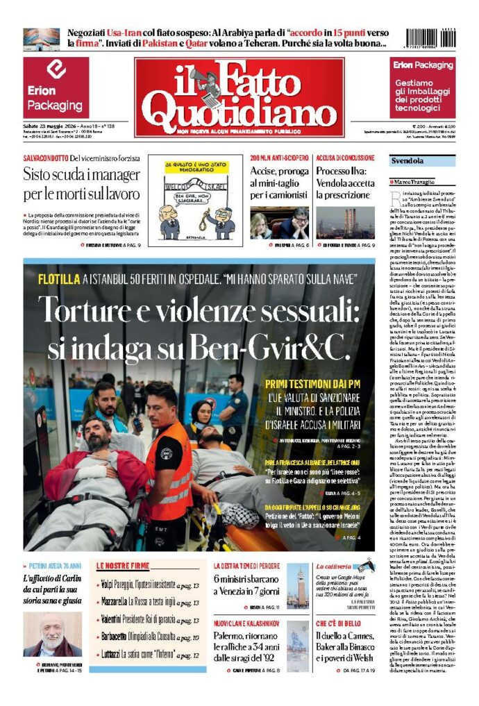 Copertina de Il Fatto Quotidiano di Sab 23 Maggio 2026
