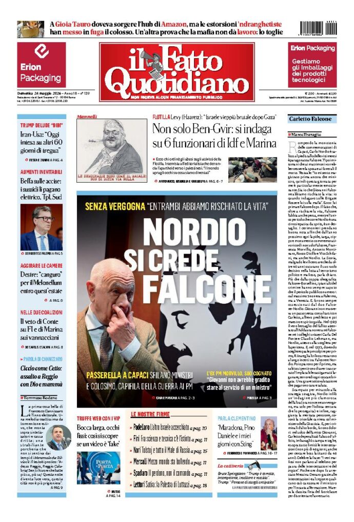 Copertina de Il Fatto Quotidiano di domenica 24 Maggio 2026